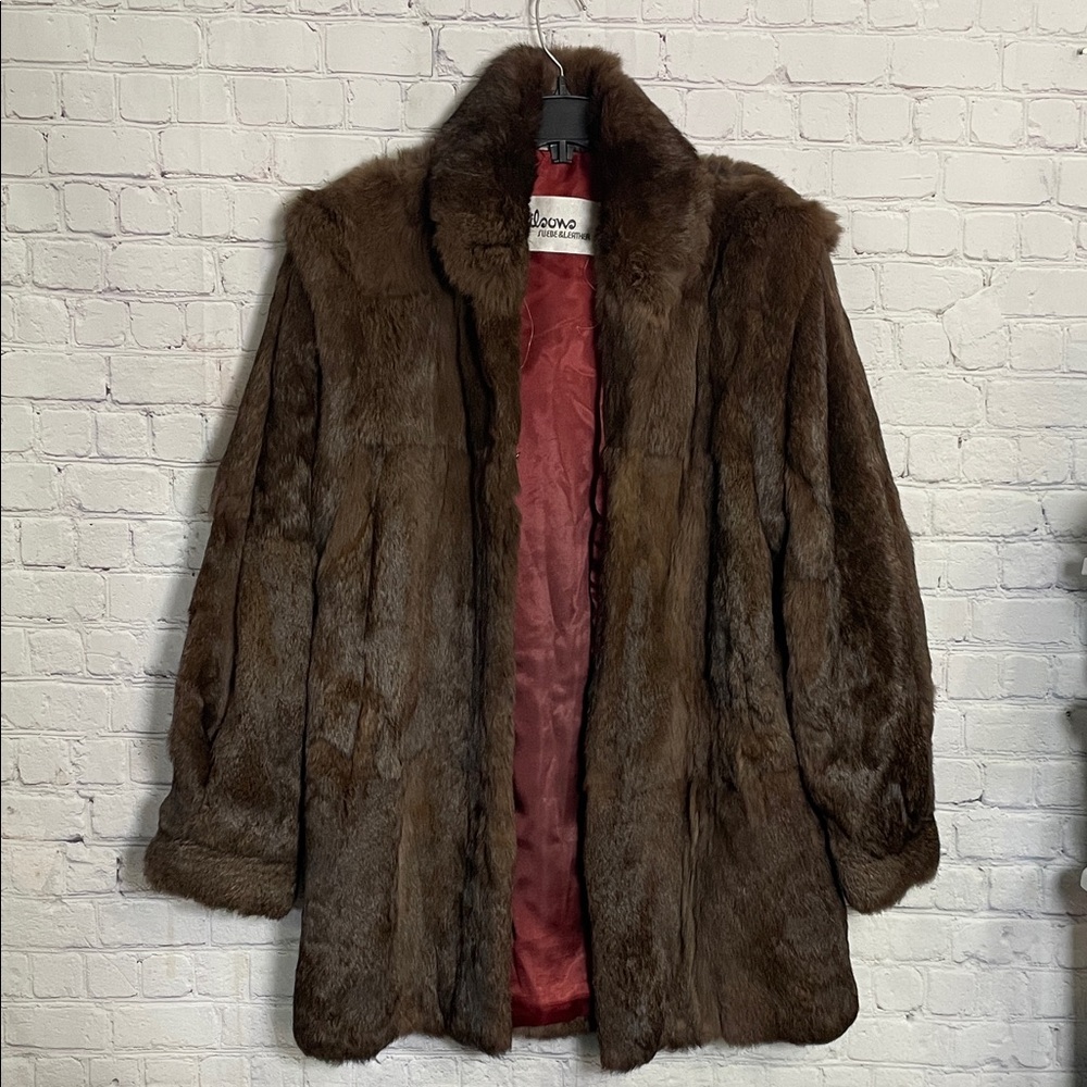Wilson Suede & leather  Vintage 1990s  Dark Brown Rabbit Fur Coat Size: Medium